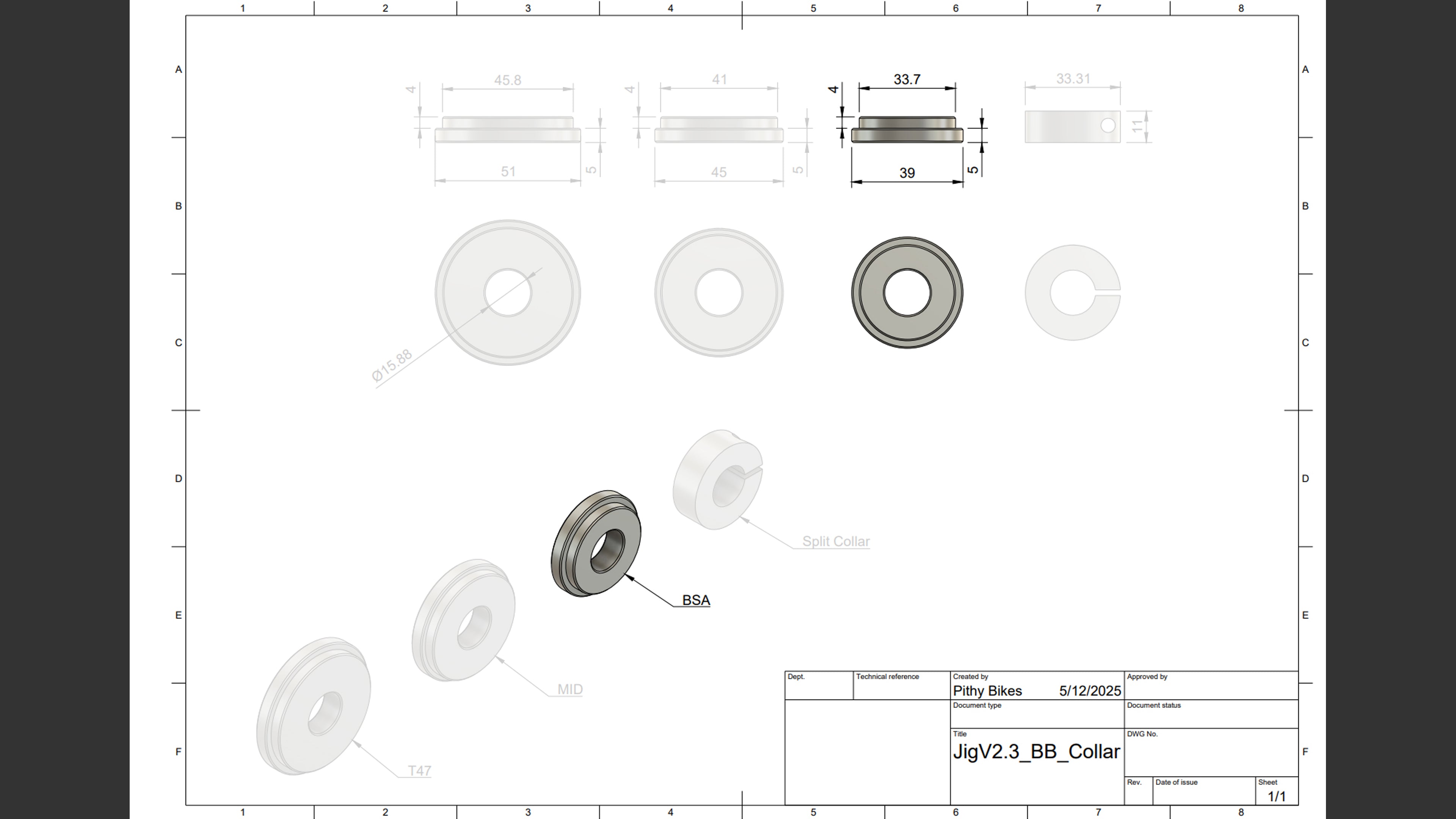 Jig Part - BB Collar Pair BSA