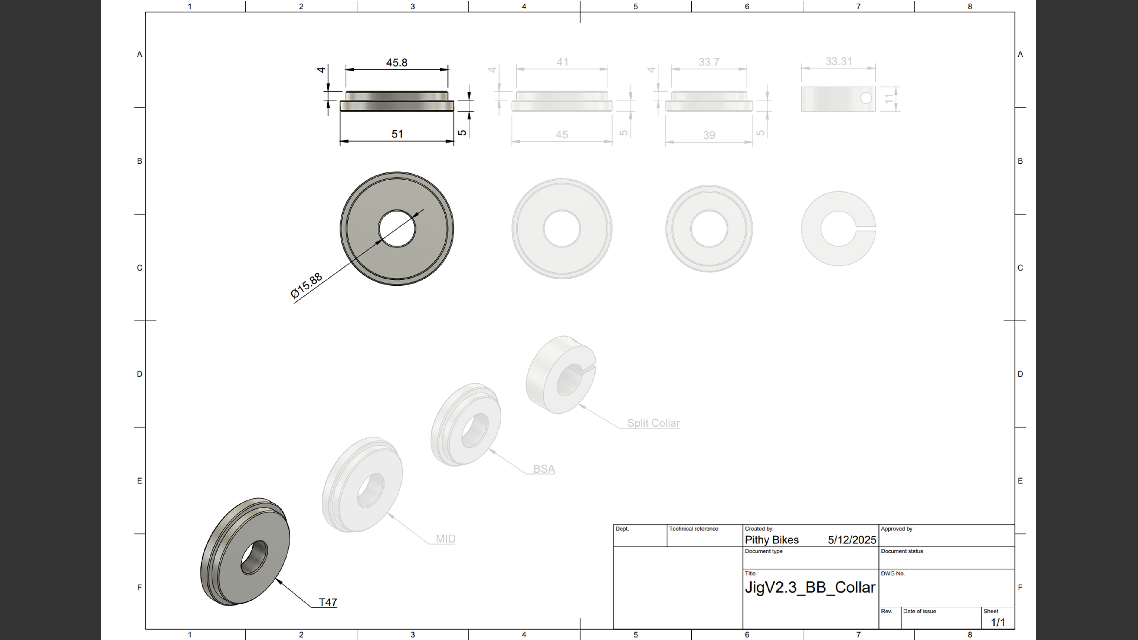 Jig Part - BB Collar Pair T47