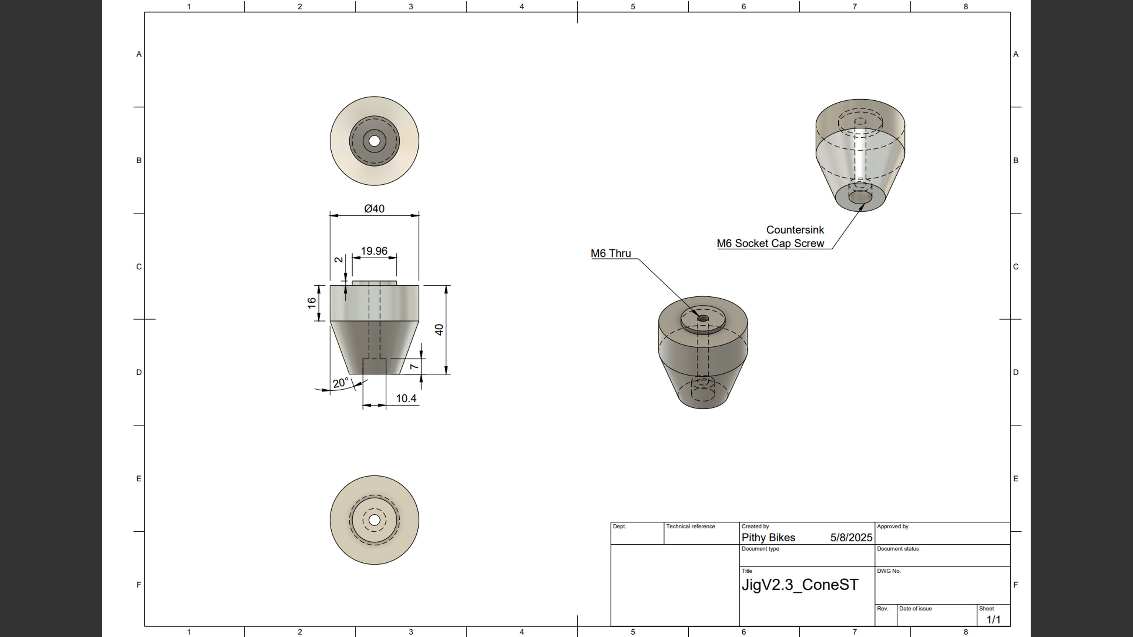 Jig Part - Cone Seat Tube